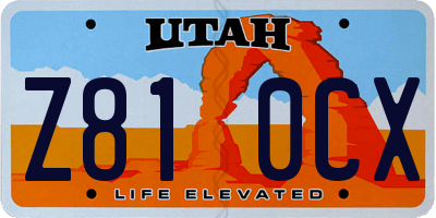 UT license plate Z810CX