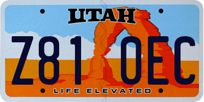 UT license plate Z810EC