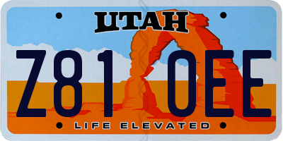UT license plate Z810EE
