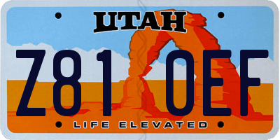 UT license plate Z810EF