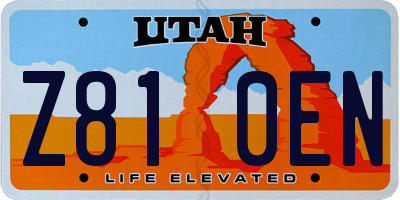 UT license plate Z810EN
