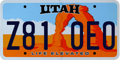 UT license plate Z810EO