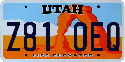 UT license plate Z810EQ