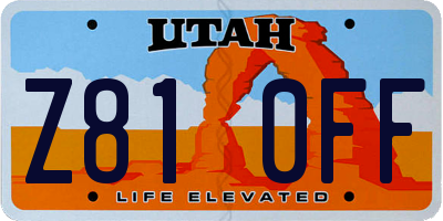 UT license plate Z810FF