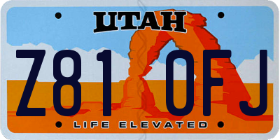 UT license plate Z810FJ