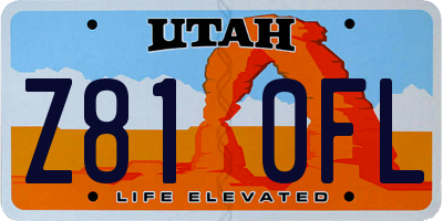 UT license plate Z810FL