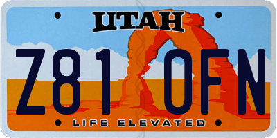 UT license plate Z810FN