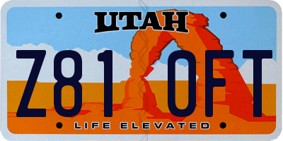 UT license plate Z810FT