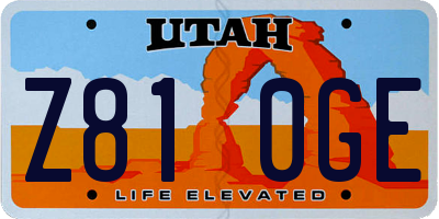 UT license plate Z810GE