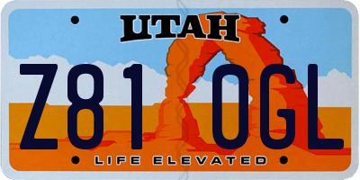 UT license plate Z810GL