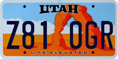 UT license plate Z810GR
