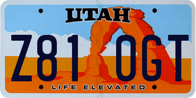 UT license plate Z810GT