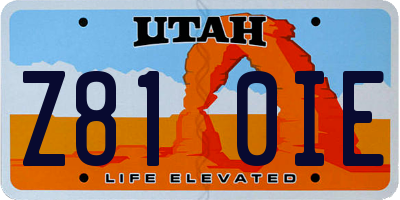 UT license plate Z810IE