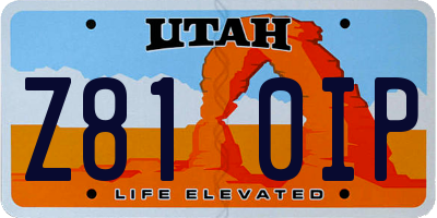 UT license plate Z810IP