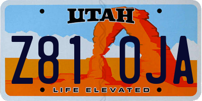 UT license plate Z810JA