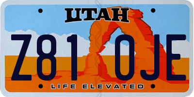 UT license plate Z810JE