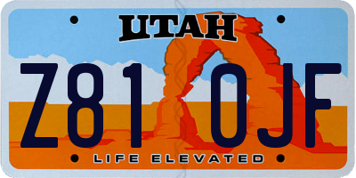 UT license plate Z810JF
