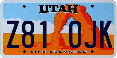UT license plate Z810JK