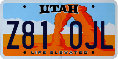 UT license plate Z810JL