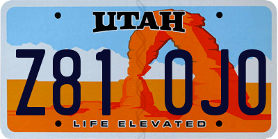 UT license plate Z810JO