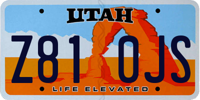 UT license plate Z810JS
