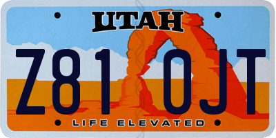 UT license plate Z810JT