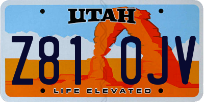 UT license plate Z810JV