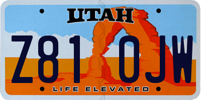 UT license plate Z810JW