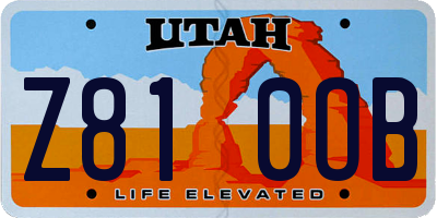 UT license plate Z810OB