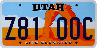 UT license plate Z810OC