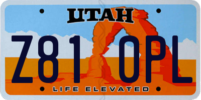 UT license plate Z810PL