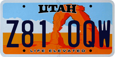 UT license plate Z810QW