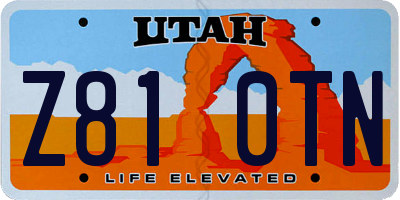 UT license plate Z810TN