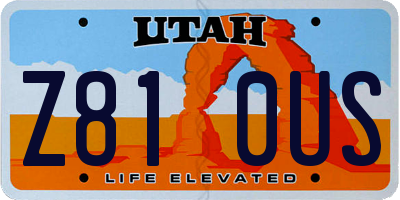 UT license plate Z810US