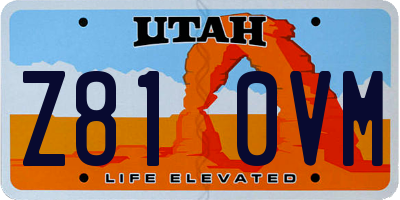 UT license plate Z810VM