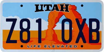 UT license plate Z810XB