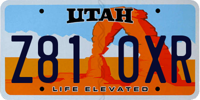 UT license plate Z810XR