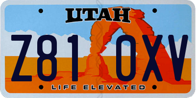 UT license plate Z810XV
