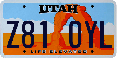 UT license plate Z810YL
