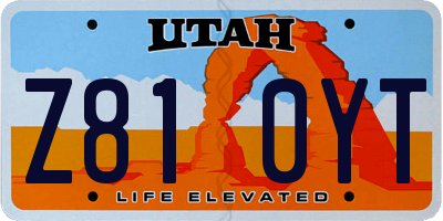 UT license plate Z810YT