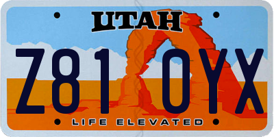 UT license plate Z810YX