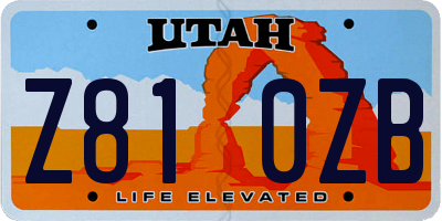 UT license plate Z810ZB