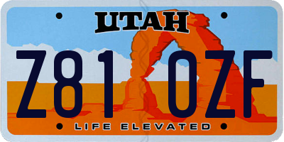 UT license plate Z810ZF