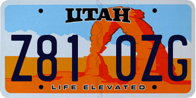 UT license plate Z810ZG