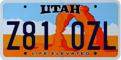 UT license plate Z810ZL
