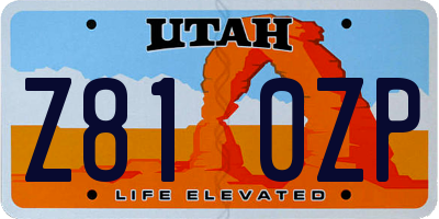 UT license plate Z810ZP