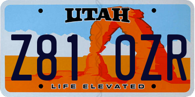 UT license plate Z810ZR