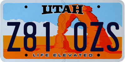 UT license plate Z810ZS