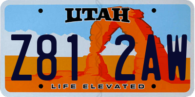 UT license plate Z812AW