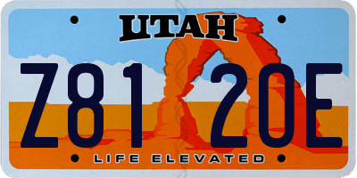 UT license plate Z812OE